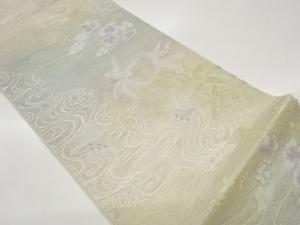 紗 流水に花葉模様織出し袋帯
